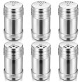 6PCS of Stainless Steel Salt and Pepper with Rotating Lid Sugar Spice