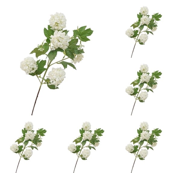 6PCSArtificial Hydrangea Flowers Silk 5 Head Snowball Viburnum Real Touch Flowers for Wedding,Home Decor,Indoor Outdoor,Long Stem Floral Arrangements for Vase,Table Centerpieces Landscaping