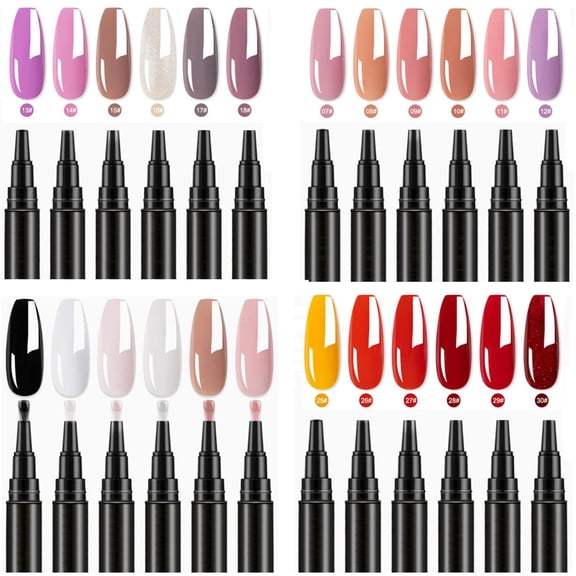 6PCs Nail Polish Pens Set,3-in-1 Quick Dry Gel Pens for DIY Manicure and Pedicure,Easy Gel Nails Polish Pens for DIY Nails Art,Quick Dry Easy Apply for Home and Professional Manicure