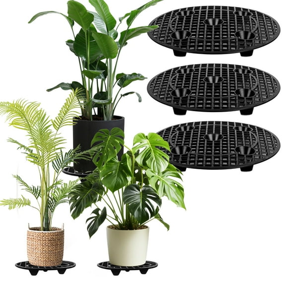 6PCs Plant Risers for Pots Indoor, Plant Stands, Pack Plant Elevator for Prevent Rot and Damage on Patio Deck, 12 inch Big Heavy Duty Plastic Plant Stands