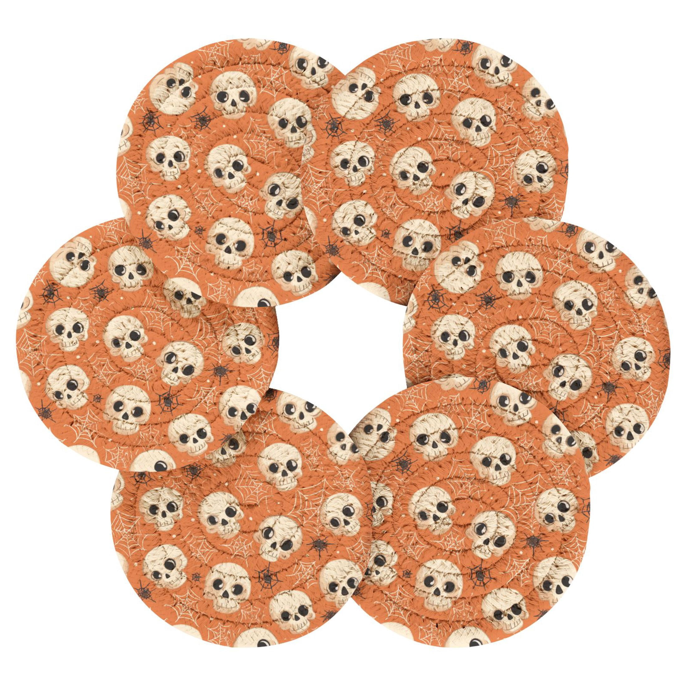 6PCs Round Coasters Set Heat Resistant Washable Kitchen Table ...