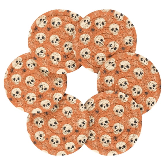 6PCs Round Coasters Set Heat Resistant Washable Kitchen Table ...