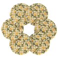 thumbnail image 1 of 6PCs Round Coasters Set Heat Resistant Washable Kitchen Table Decorations with Storage Rack Gingham Pattern Yellow Roses, 1 of 7