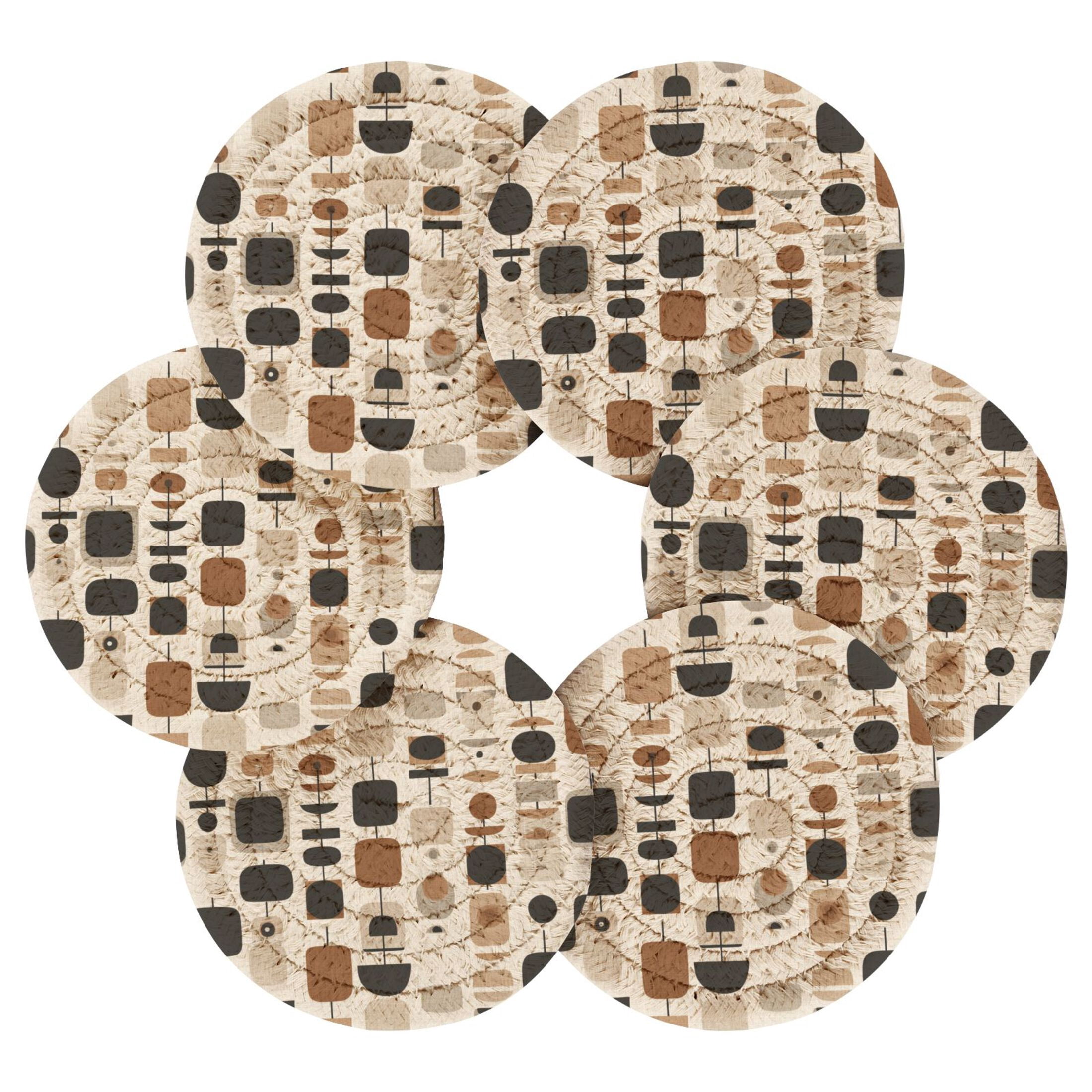 6PCs Round Coasters Set Heat Resistant Washable Kitchen Table ...