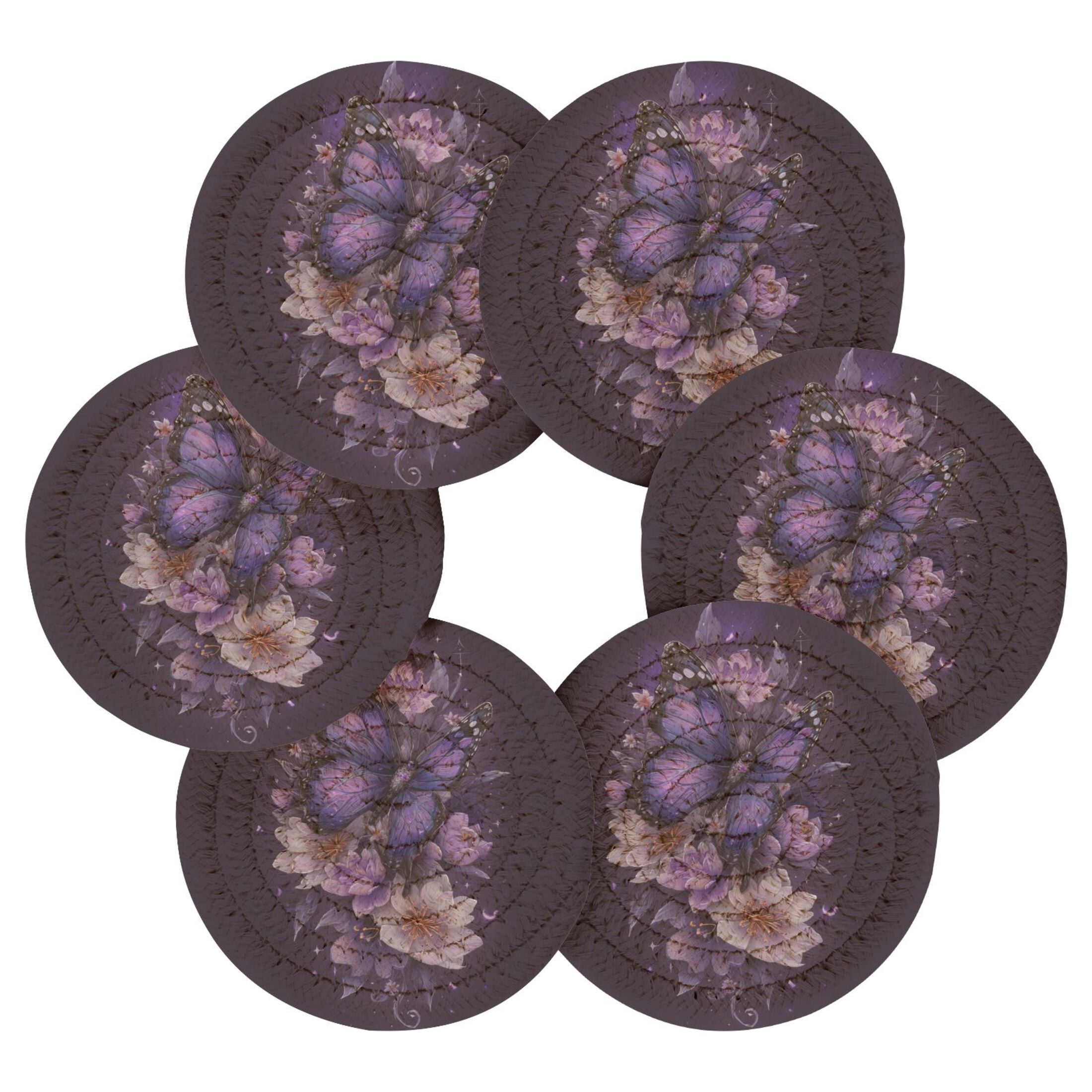 6PCs Round Coasters Set Heat Resistant Washable Kitchen Table ...