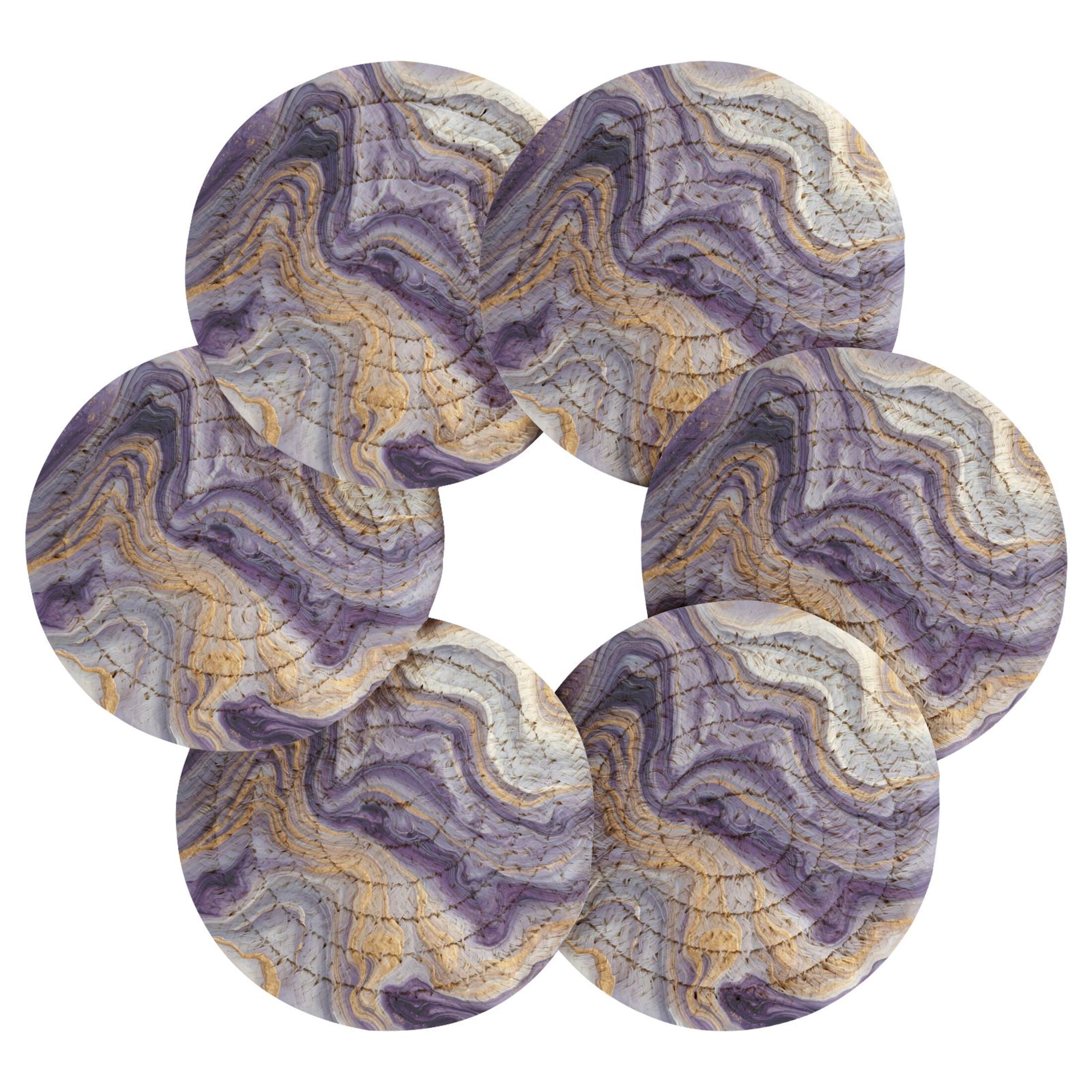 6PCs Round Coasters Set Heat Resistant Washable Kitchen Table ...