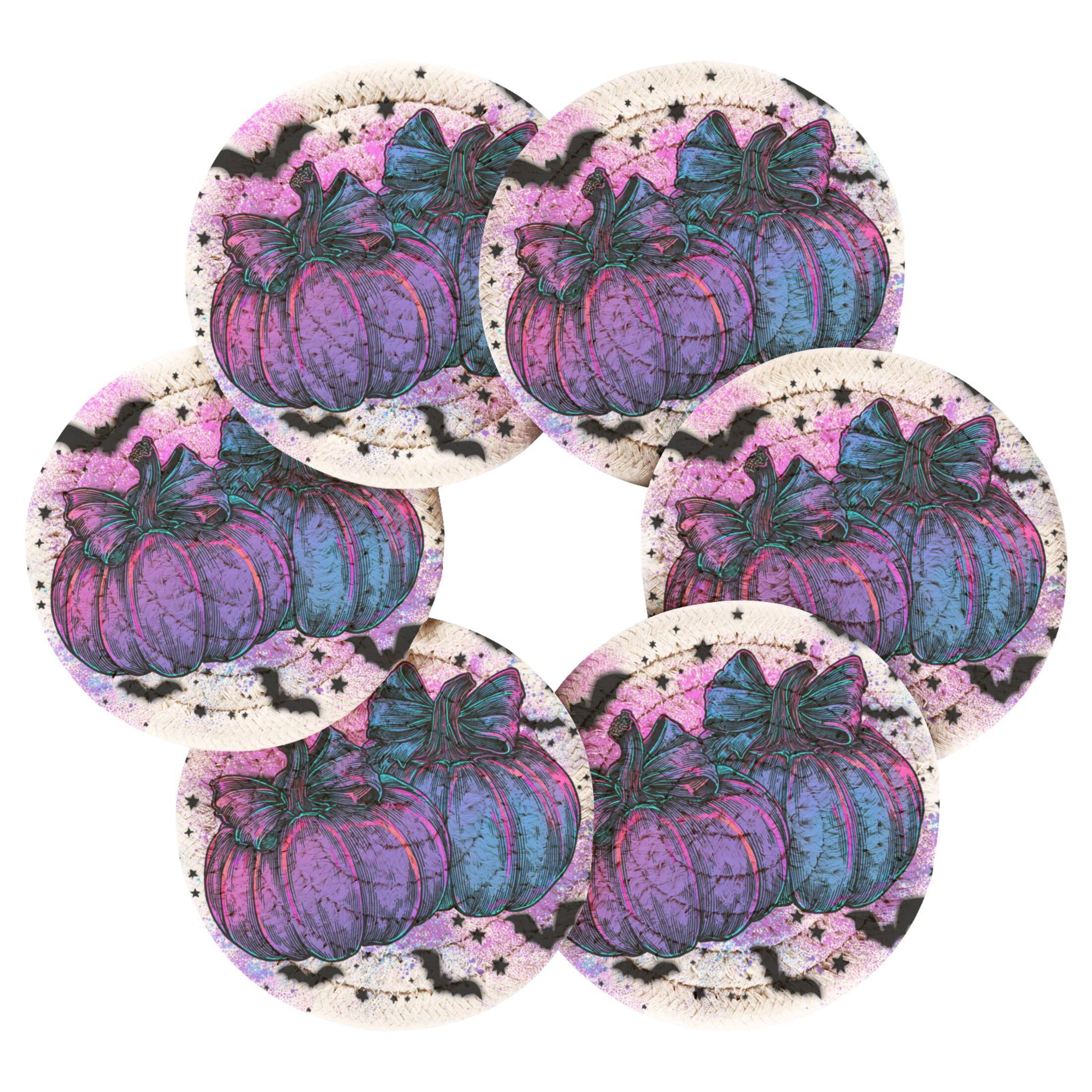 6PCs Round Coasters Set Heat Resistant Washable Kitchen Table ...
