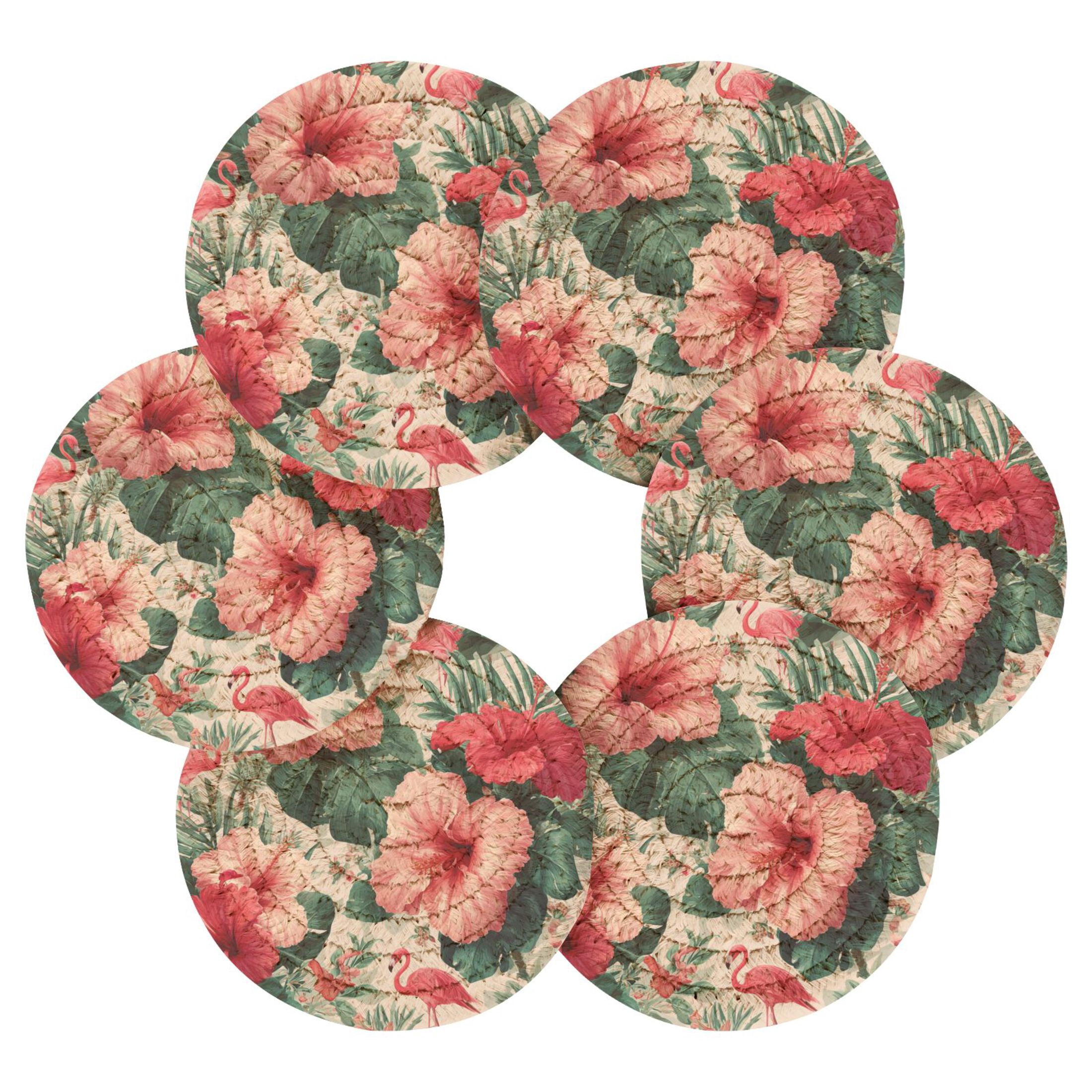 6PCs Round Coasters Set Heat Resistant Washable Kitchen Table ...