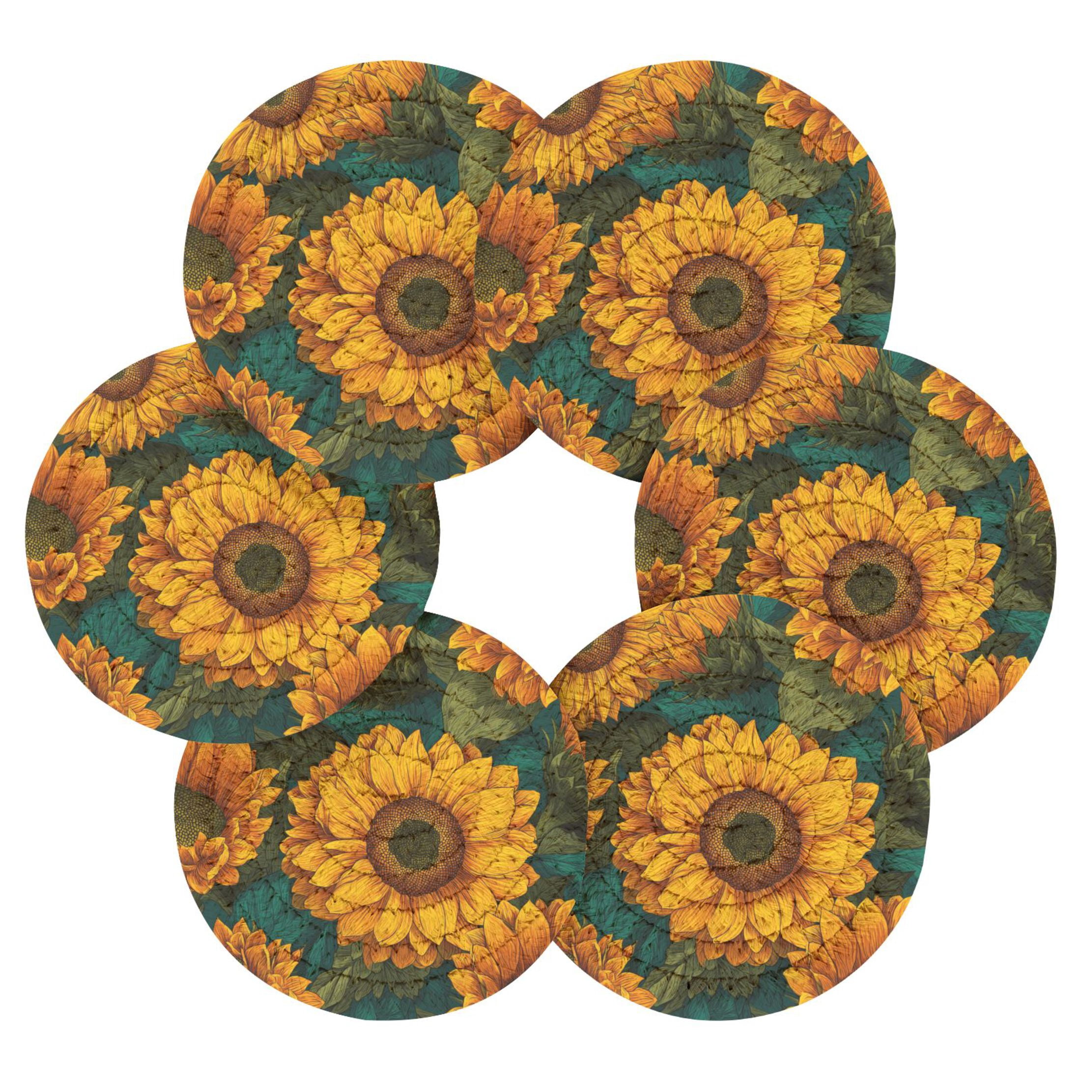 6PCs Round Coasters Set Heat Resistant Washable Kitchen Table ...