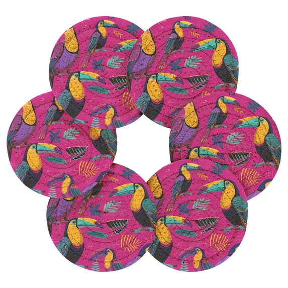 6PCs Round Coasters Set Heat Resistant Washable Kitchen Table ...