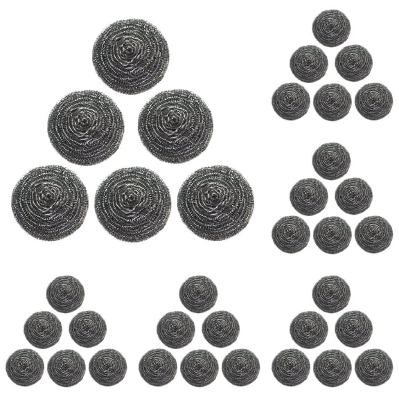 6PCs Stainless Steel Sponges Scrubbing Scouring Pad Steel Wire Ball Scrubber
