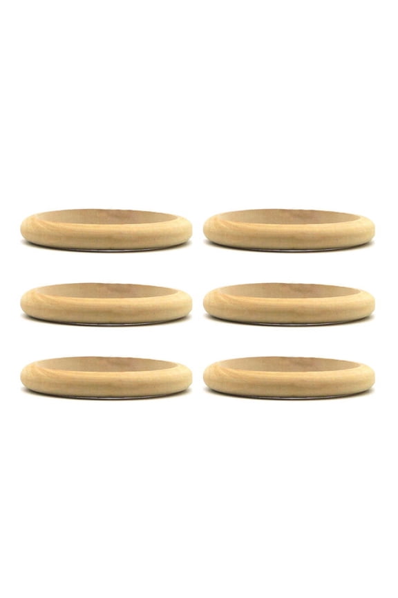 6PCs Unfinished Natural Untreated Plain Wooden 68mm(2.68") Round Bracelet for DIY Jewelry Making Handmade Gifts