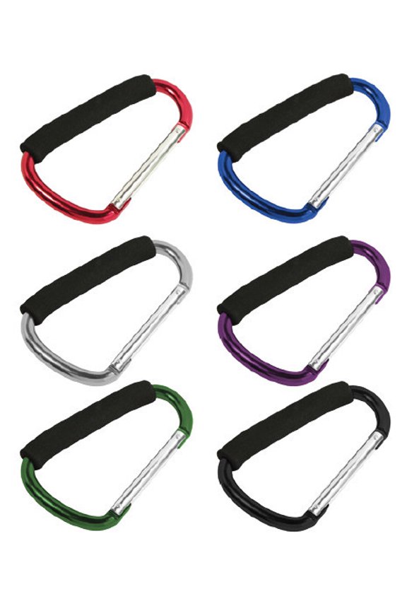 6PK 6.5" Jumbo Aluminum Carabiner D-Ring Spring Snap Hook Keychain Cushion Grip
