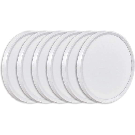 6PK 9 Inch LED Flush Mount Ceiling Light, 18W, 1860LM, 3000K/4000K/6000K CCT Selectable, Round Flat Panel Low Profile Ceiling Light Fixtures for Hallway, Kitchen, Bedroom, Laundry Room