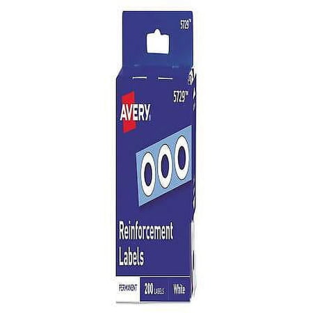6PK AVE05729 Dispenser Pack Hole Reinforcements, 1/4" Dia, White, 200/Pack, (5729)