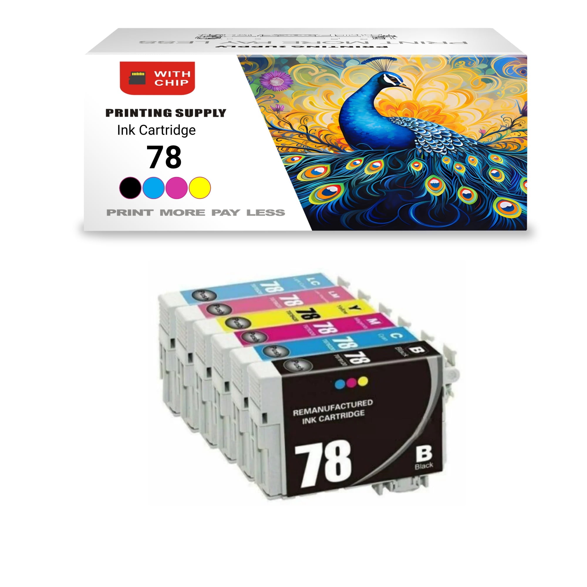 6-Pack BCMY LC LM Ink Cartridge for Epson 78, Compatible with R260 R280 ...