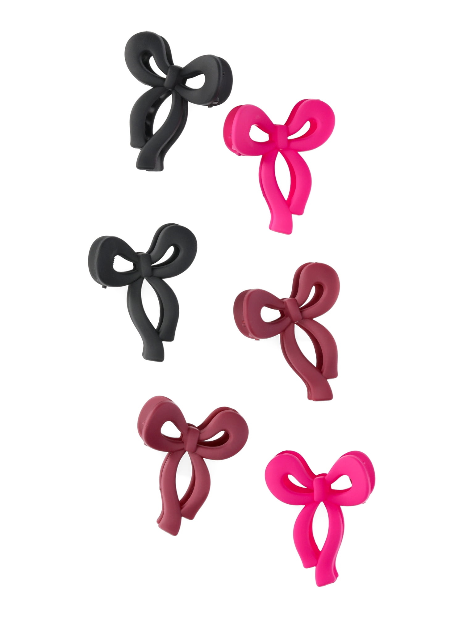 Wonder Nation Girls' Mini Bow Hair Claw Clip Set, 6-Piece