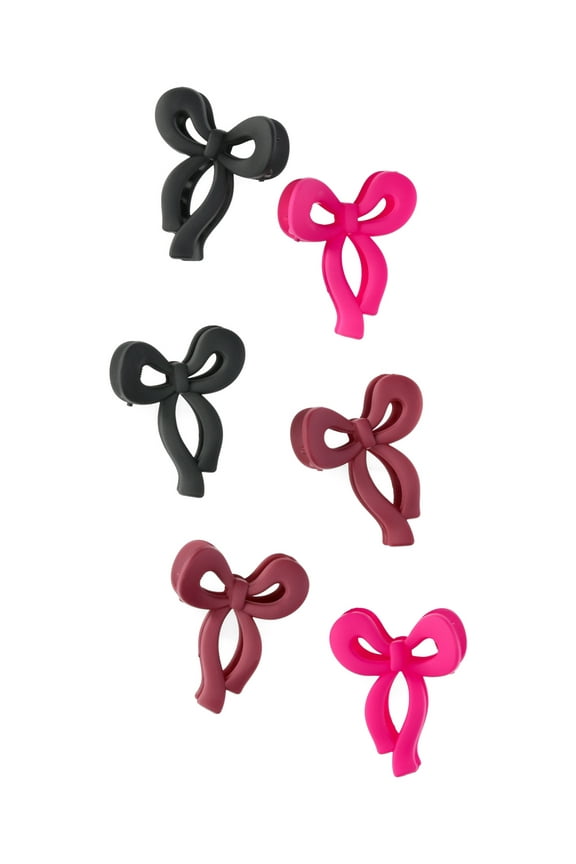 Girls' Mini Bow Hair Claw Clip Set, 6-Piece