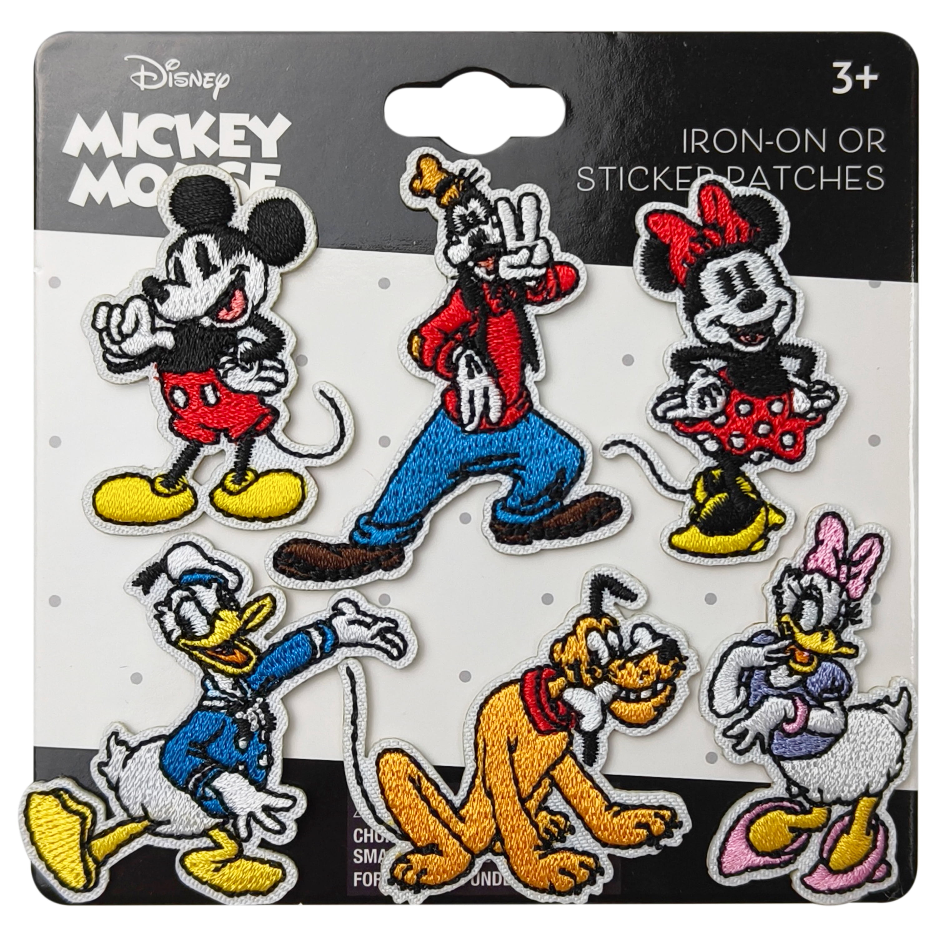 6PK Disney (Mickey Mouse, Minnie Mouse, Donald Duck, Daisy Duck, Goofy, Pluto) Embroidered Iron-On Applique Patches