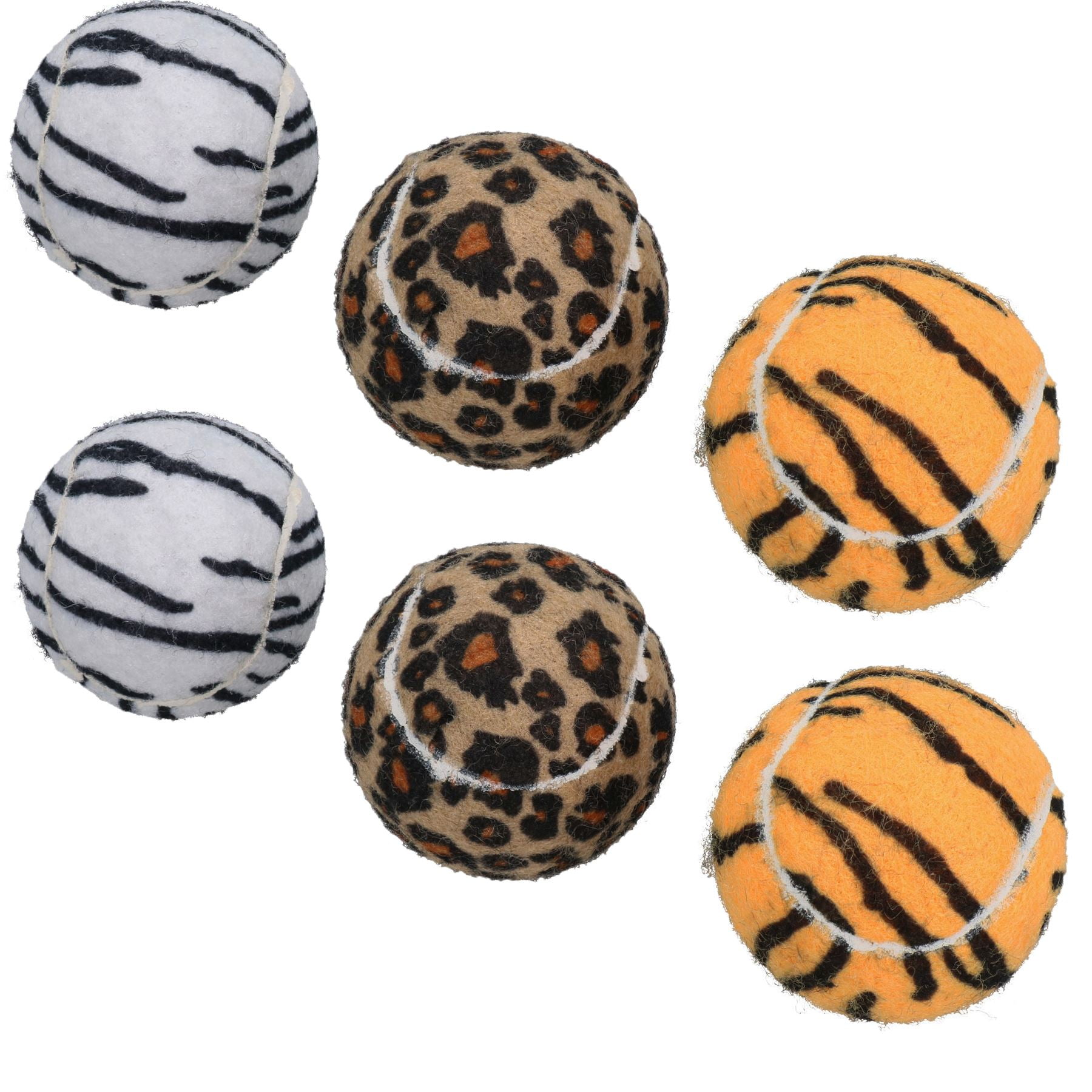 6PK Doggy Jungle Themed Standard Tennis Balls for Dogs Play 7cm
