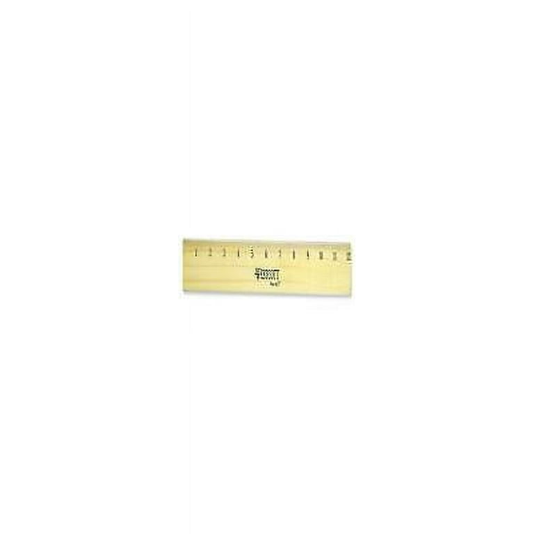 Flat Wood Ruler with Two Double Brass Edges, Standard/Metric, 12 Flat Wood Ruler with Two Double Brass Edges, Standard/Metric, 12