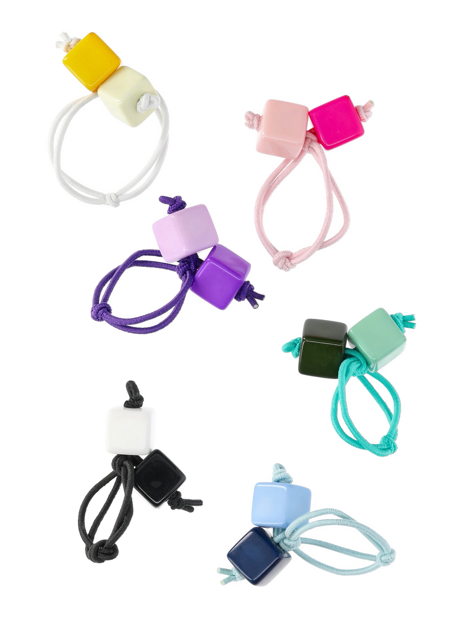 Wonder Nation Girls' Geo Shape Hair Ties, 6-Piece, Multi