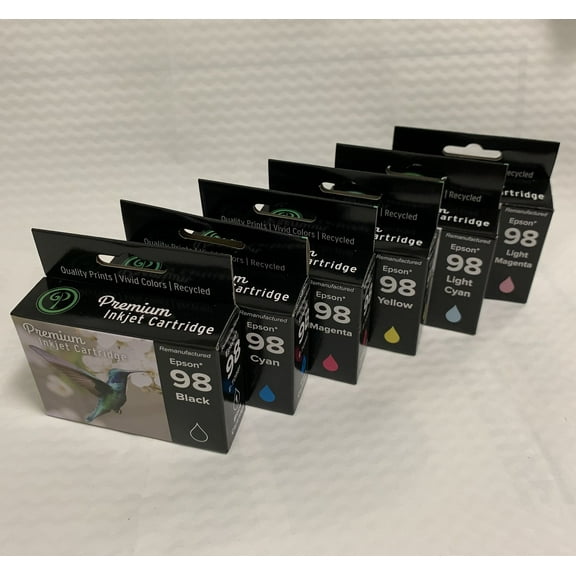 6PK High-Yield BCMY Photo-Cyan Photo-Magenta Ink Cartridge for Epson 98/99 (T0981 - T0986) - Fits Epson 700 710