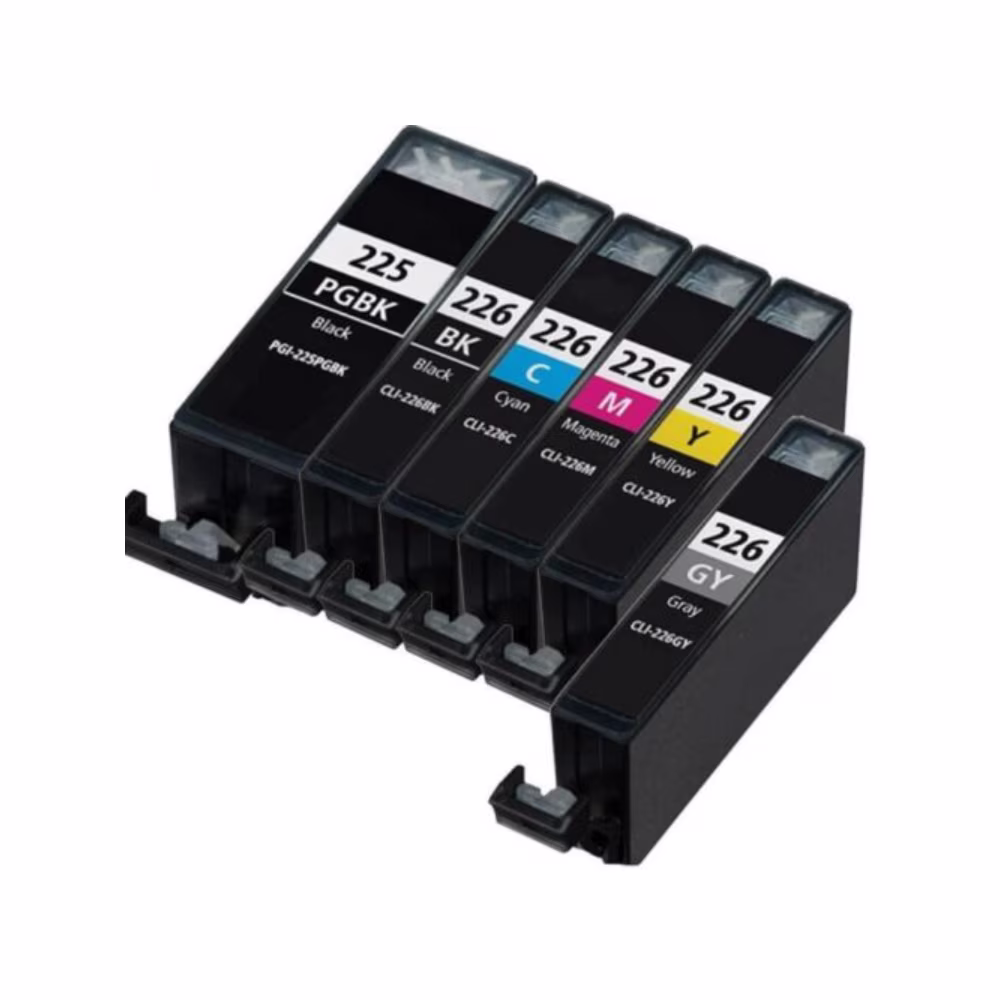 6PK Ink Cartridge Compatible for Canon 225 226 PGI225 BK CLI226 BK/C/M/Y/GY - Fits for Canon Pixma MG5120