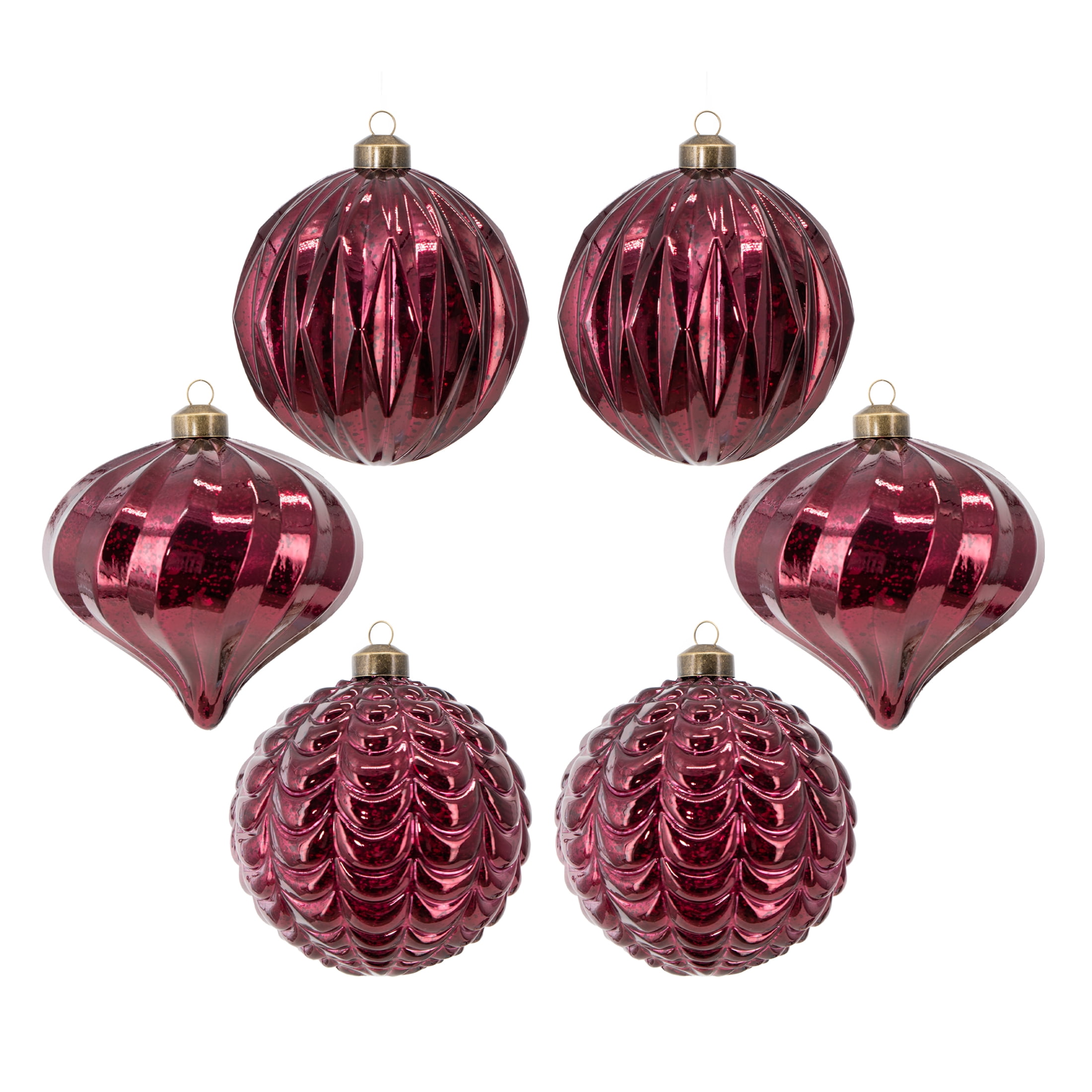 My Texas House 6-Count Burgundy Shatterproof Christmas Ornaments, 6"