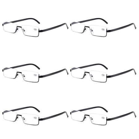 6PK Men Half Metal Frame Reading Glasses Blue Light Readers for Small Head Face