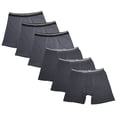 thumbnail image 1 of 6PK Mens Boxer Briefs Black Cotton Breathable Underwear Soft Comfort Flex Fit, 1 of 5