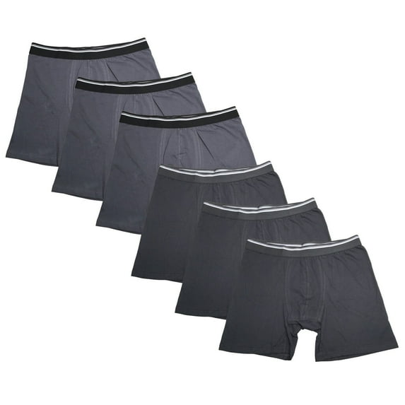 6PK Mens Boxer Briefs Cotton Underwear Trunks Shorts Flex Stretchable Waistband