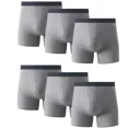 thumbnail image 1 of 6PK Mens Cotton Boxer Briefs Tagless Comfort Flex Underwear With Opening Fly, 1 of 8