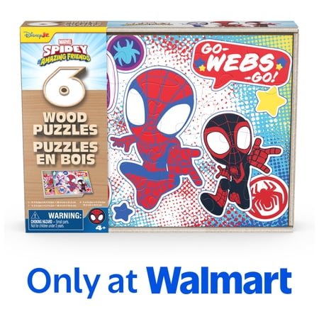 Spin Master Games, Spidey and Friends 6-Pack of Wooden Jigsaw Puzzles, for Ages 3 and up