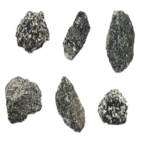 6PK Raw Diorite, Igneous Rock Specimens - Approx. 1" - Geologist Selected & Hand Processed - Great for Science Classrooms - Class Pack - Eisco Labs