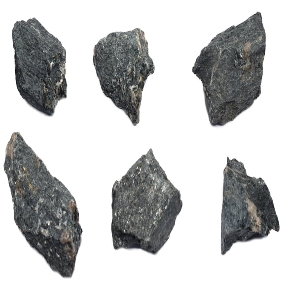 6PK Raw Hornblende, Amphibole Mineral Specimens - Approx. 1" - Geologist Selected & Hand Processed - Great for Science Classrooms - Class Pack - Eisco Labs