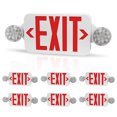 thumbnail image 1 of 6PK Red Exit Sign with Emergency Lights, Two Adjustable Round Heads LED Emergency Exit Light with Battery Backup, UL Listed, AC 120/277V, Commercial Exit Lights for Business, 1 of 6