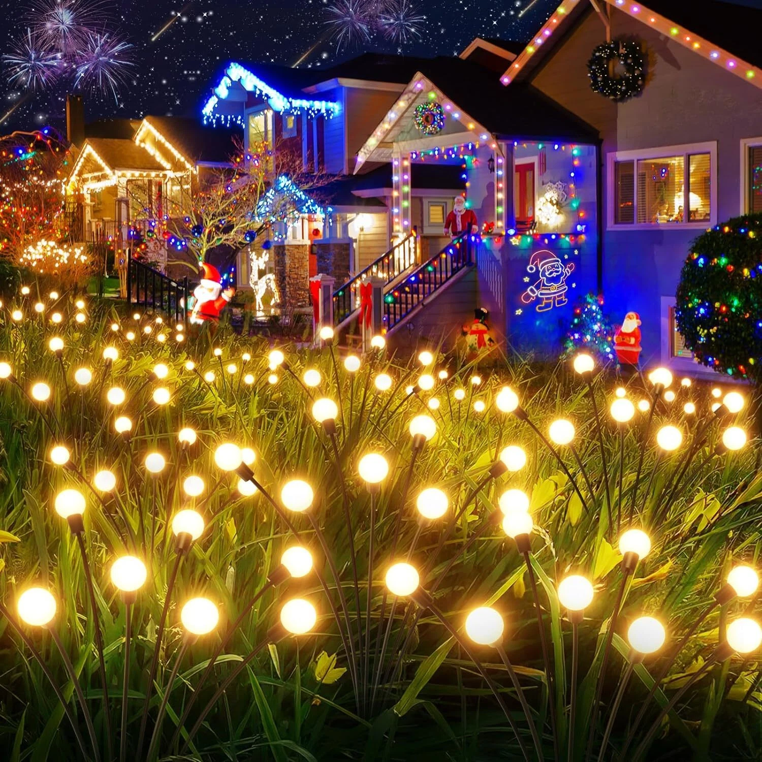 Solar Lights Outdoor, 6 Packs Swaying Firefly Solar Powered Lights, Solar Garden Light LED Waterproof Firefly Lights, Yard Garden Patio Pathway Decor Lights, Warm White