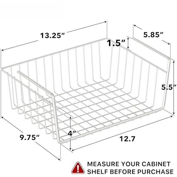 6PK Under Shelf Basket, White
