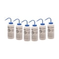 thumbnail image 1 of 6PK Wash Bottle for Sodium Hypochlorite (Bleach), 1000ml - Labeled with Chemical Information & Safety Information (1 Color)  - Wide Mouth, Self Venting, Low Density Polyethylene - Eisco Labs, 1 of 1