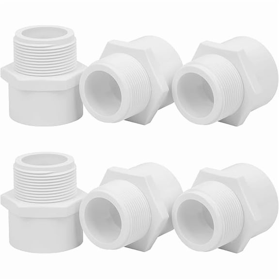 6Pack 1-1/2" PVC Male Adapter Pipe Fittings (Socket x Male Pipe Thread) Furniture Grade SCH40 2-Way 1.50" PVC Coupling Pipe Connectors for Plumbing Water Line