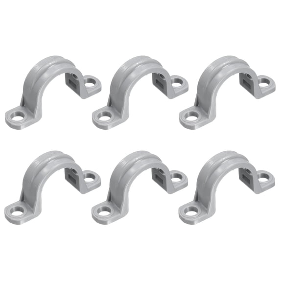 6Pack 1/2 Inch Pipe Straps, 2 Hole Conduit Pipe Clamps Supports, Mounting Bracket Clips for Cables and Tube Fittings, Gray