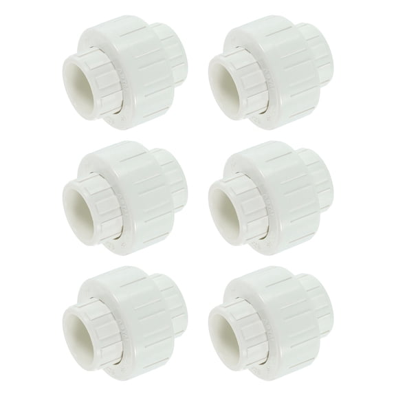 6Pack 1/2" Union Coupling Pipe Fitting (Socket x Socket), Union Coupling Adapter, Schedule 40 EPDM O-Ring for Irrigation, Pool System, Indoor Plumbing Project (White)