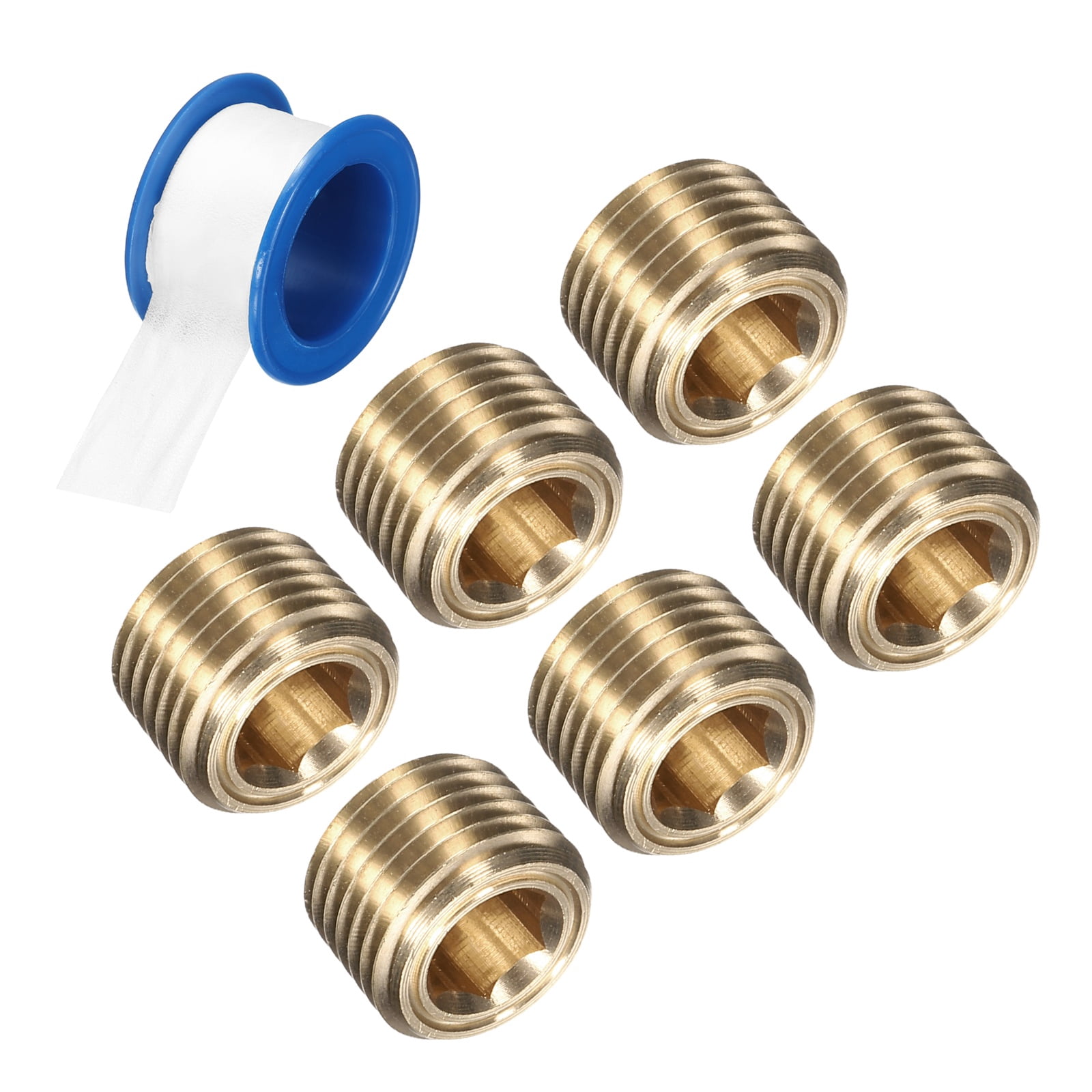 Pipe Plugs And Caps 5-Pack Brass Hex-Head Pipe Plug Fittings - 1/2