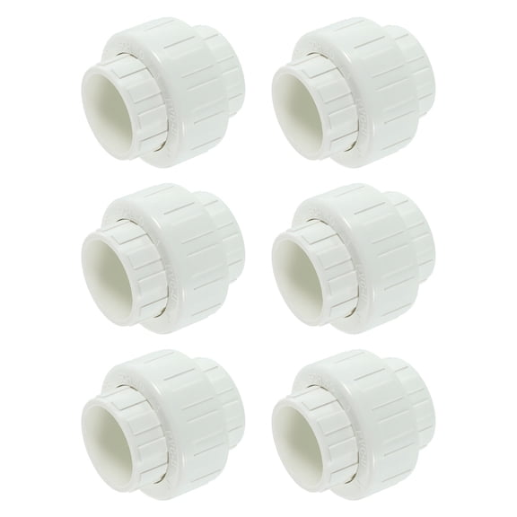 6Pack 1" Union Coupling Pipe Fitting (Socket x Socket), Union Coupling Adapter, Schedule 40 EPDM O-Ring for Irrigation, Pool System, Indoor Plumbing Project (White)