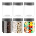 thumbnail image 1 of 6Pack 10 Oz Clear Plastic Halloween Candy Jars with Black Lids Refillable Kitchen Storage Containers for Dry Food Coffee Nuts and More, 1 of 6
