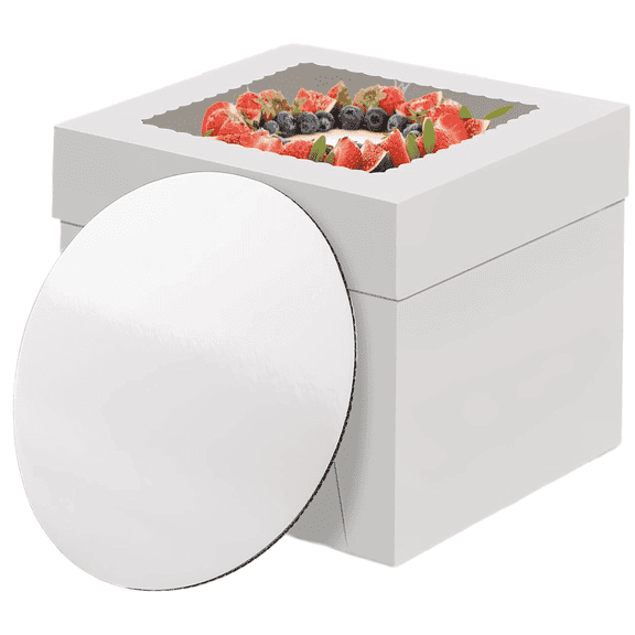 Livease Cake Boxes 10x10x8 Inch, 6 Pack Tall Cake Containers, White Bakery Boxes with Window & Boards