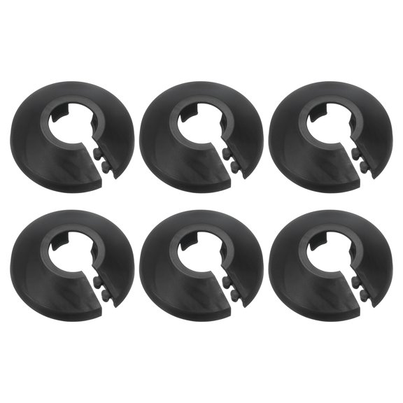 6Pack 16mm Flange Pipe Cover Decoration, PP Plastic Radiator Escutcheon, Black