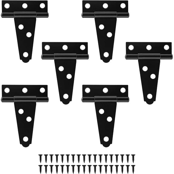 6Pack 2 Inch Black T-Strap Shed Hinge