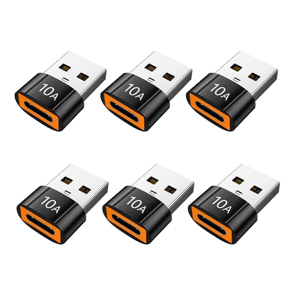 6Pack 200W USB C to USB Adapter with Fast Charging & 480MB Data Transfer, USB C Converter for Compatible with MacBook Pro/Air, iPhone 17 16 15 Pro Max/15 Plus/14 13 12 Samsung Galaxy S24/S23/S22/S21